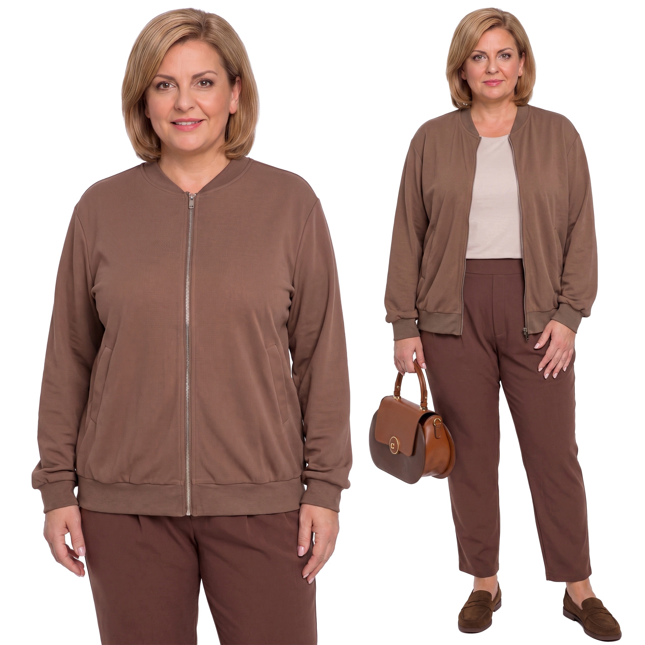 Hnědá mikina se zipem plus size velikost 58/60