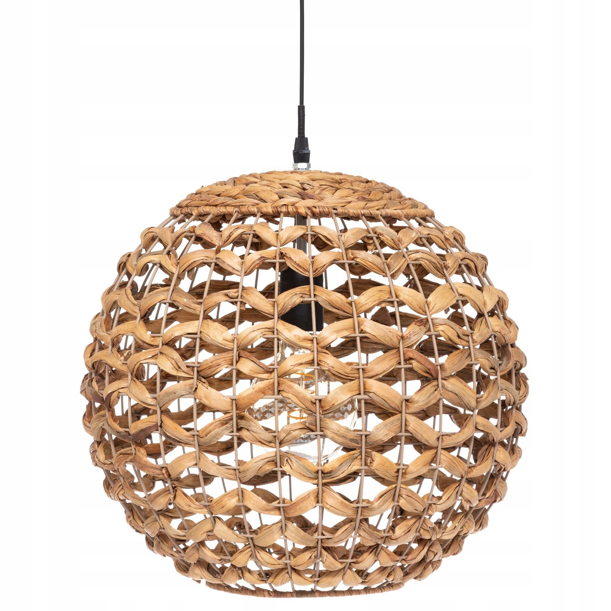 Závesná lampa Sand s tienidlom z hyacintu, Ø 38 cm