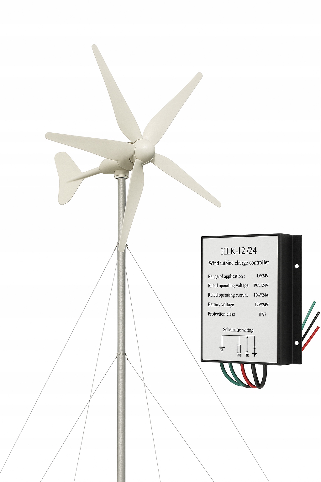 Maszt 6M Aluminiowy Turbina Wiatorwa 12V 400W Mppt Generator Prądu