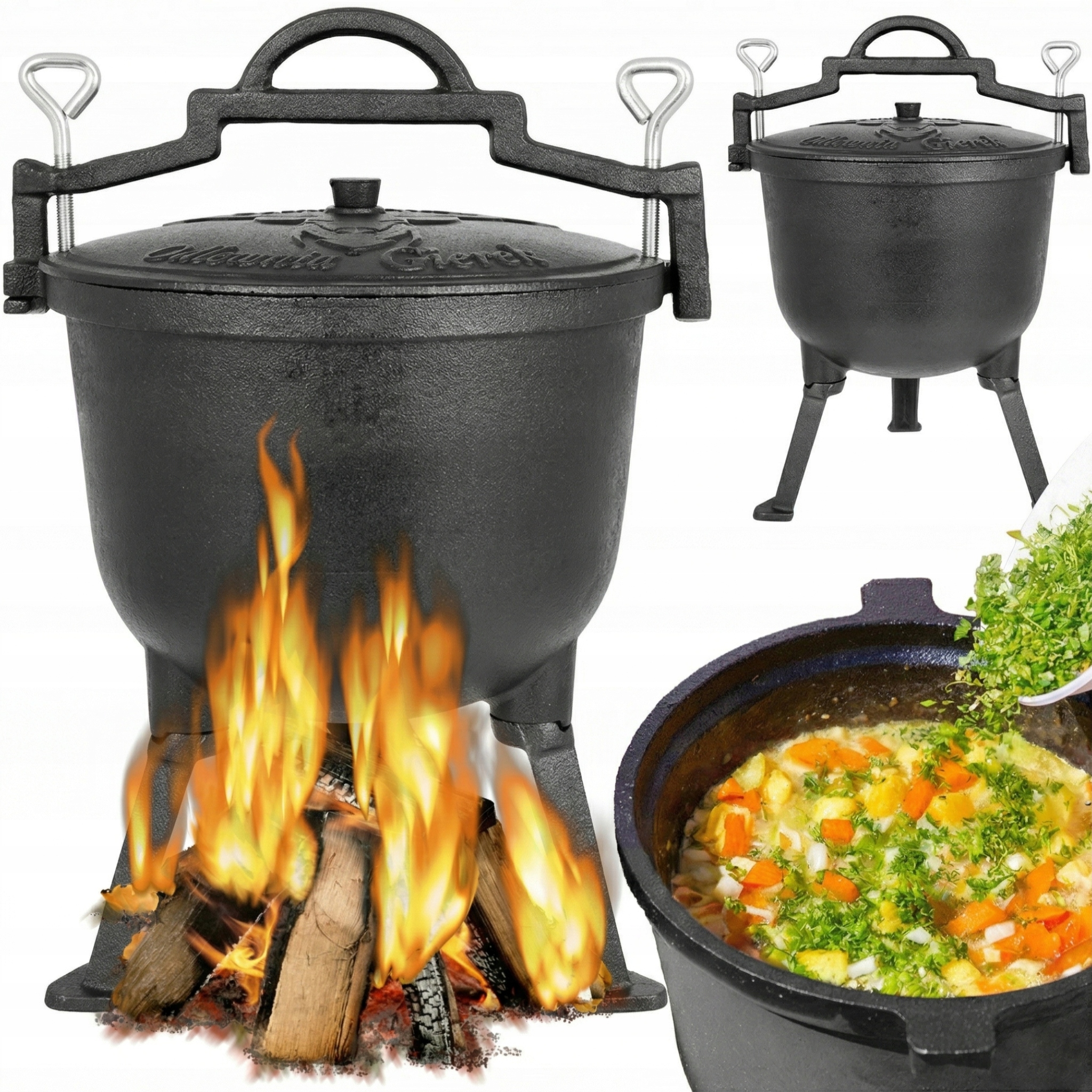 Litinový Kotlík 5 l Lovecký Hrnec Maďarský pečeně na oheň gril