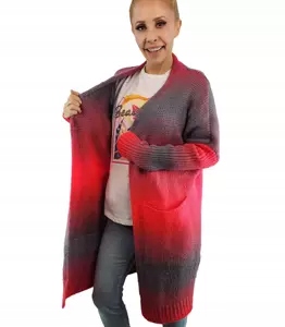 Kardigan dlouhý, silný svetr ombre, barevný, unisize