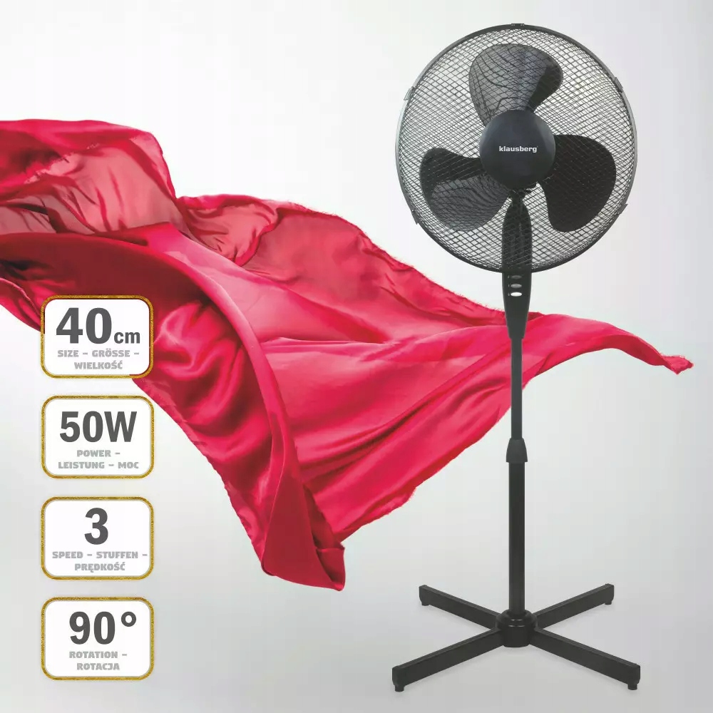 Černý podlahový ventilátor Klausberg.