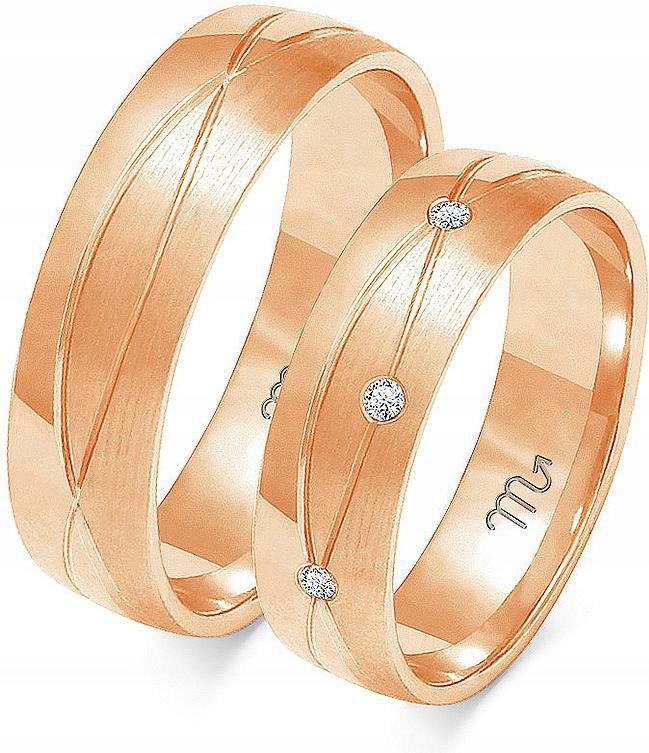 Prsteny z růžového zlata svatební 585 vel. 14 15 16, elegantní model s gravírováním