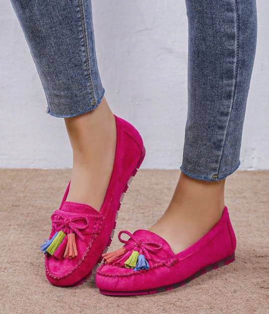 BALERINY ZAMSZOWE MOKASYNY CHWOSTY FUKSJA RÓŻ 37 Model GS37P Fuksja