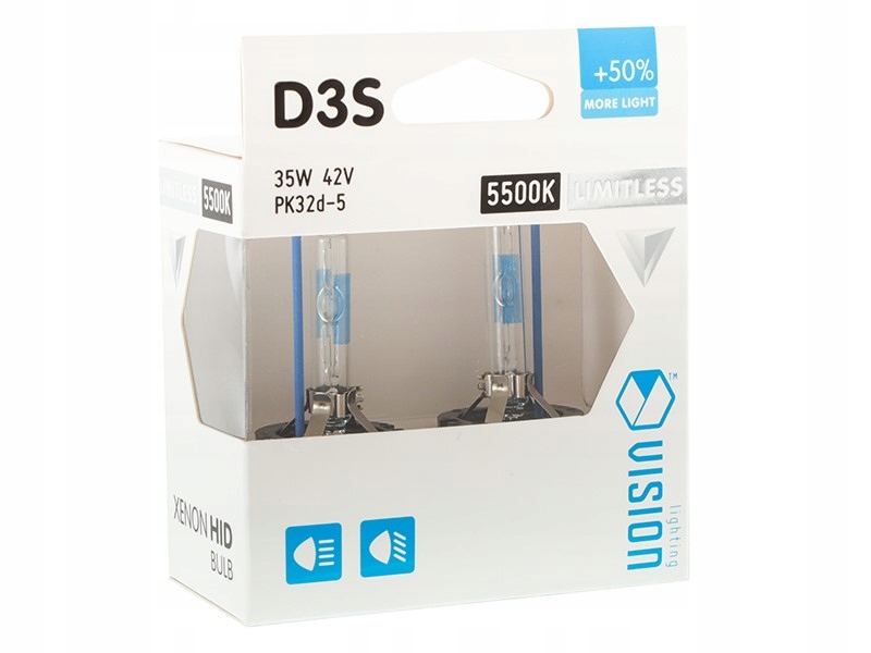 Xenónové žiarovky Vision D3S 5500K 42V 35W PK32d-5 +50% Limitless White, 2