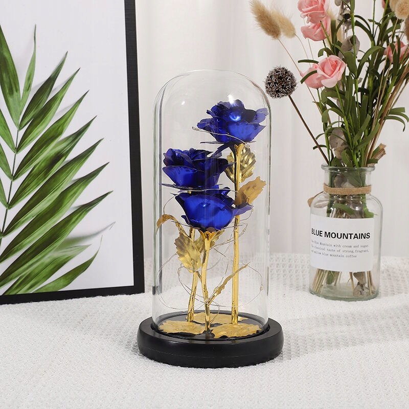 WIECZNA RÓŻA W SZKLE ŚWIECĄCA LED POMYSŁ NA PREZENT WALENTYNKI KOLORY Wysokość 0 cm