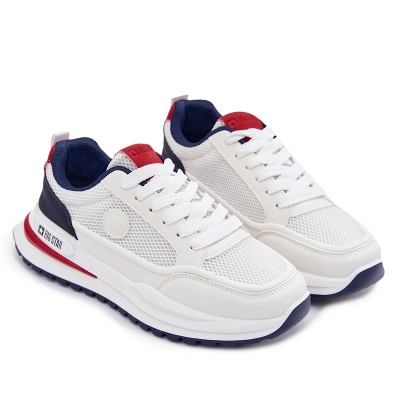 Pánské Sportovní Pohodlné Tenisky Big Star Hi-poly Systém Bílé 45