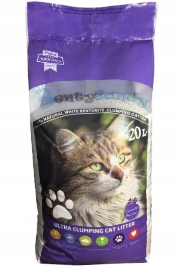 Żwirek kota bentonitowy Benty Sandy lawendowy 20L do kuwety dla kota