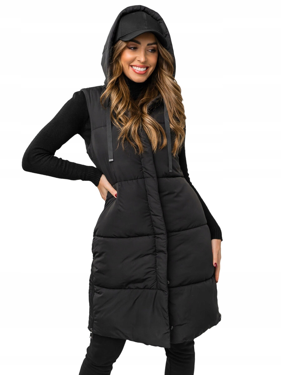 Vesta Dlouhá Prošívaná Vesta S Kapucí Černá 16M9093 Denley_s