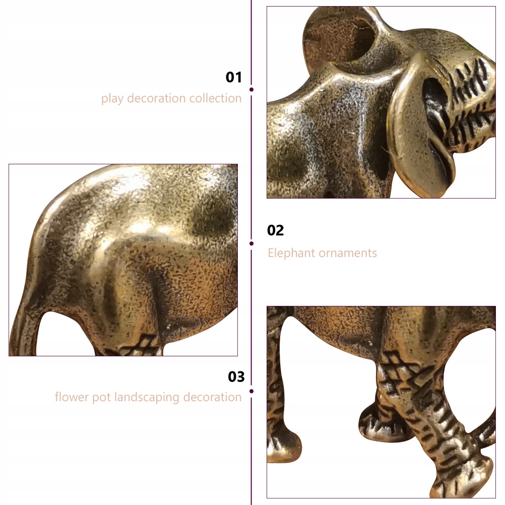 Mini figurka słonia z litego mosiądzu Marka bez marki