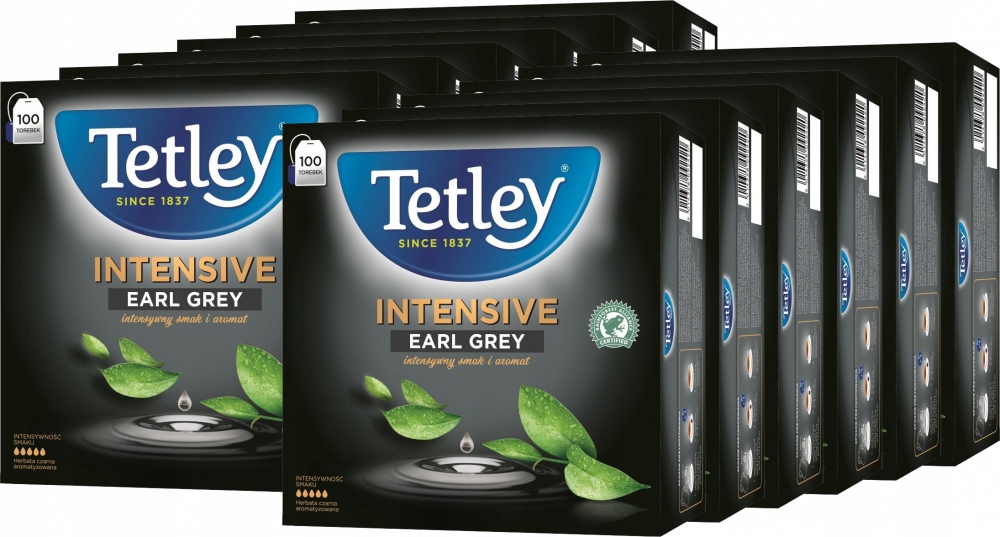 Tetley herbata czarna Intensive Earl Grey 100 Torebek x12