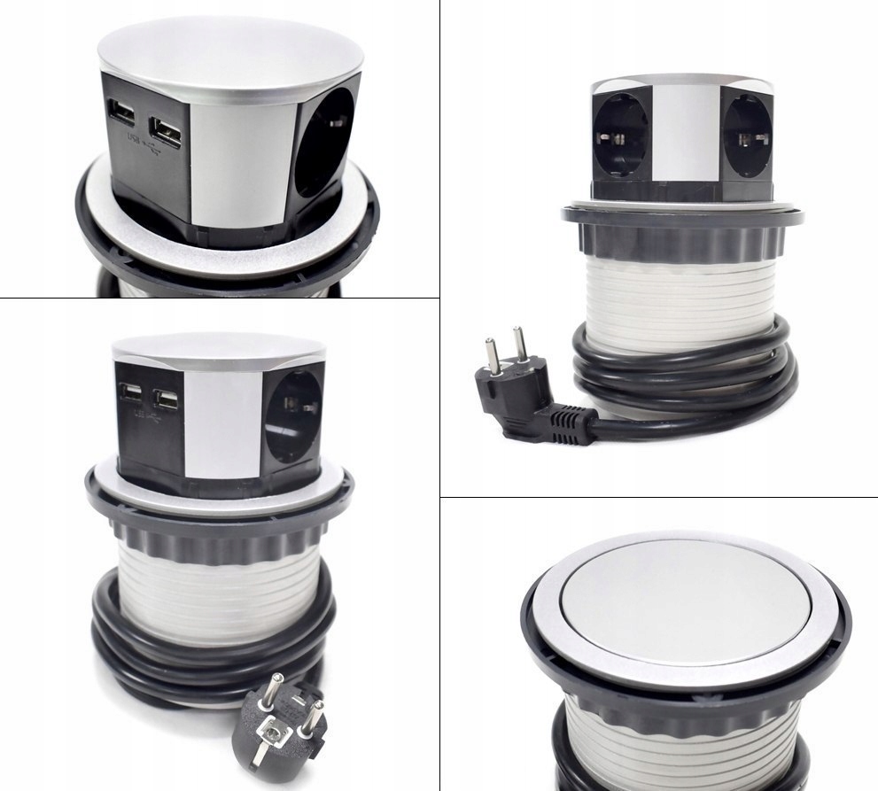 Tetra Box Nábytková zásuvka 3x230V/2xUSB – 3-násobná stolní zásuvka s 2× Usb,