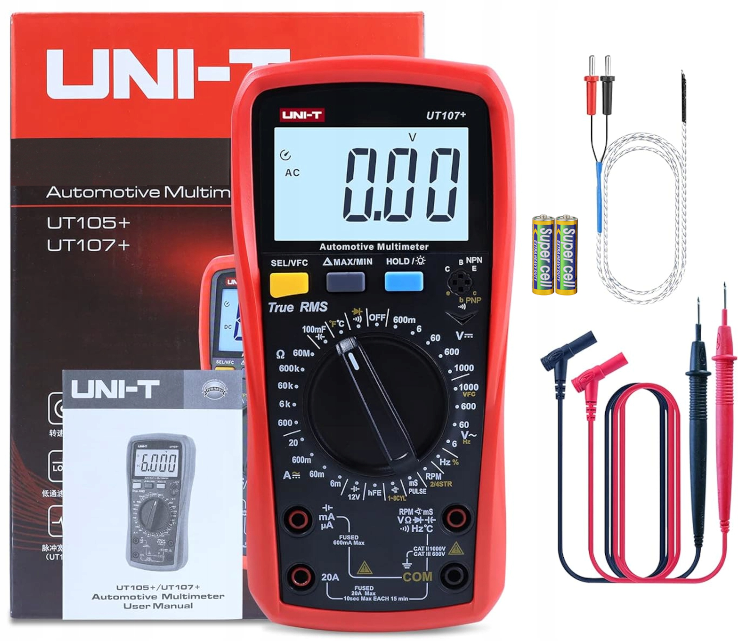 Automobilový multimetr Uni-t UT107 test baterie