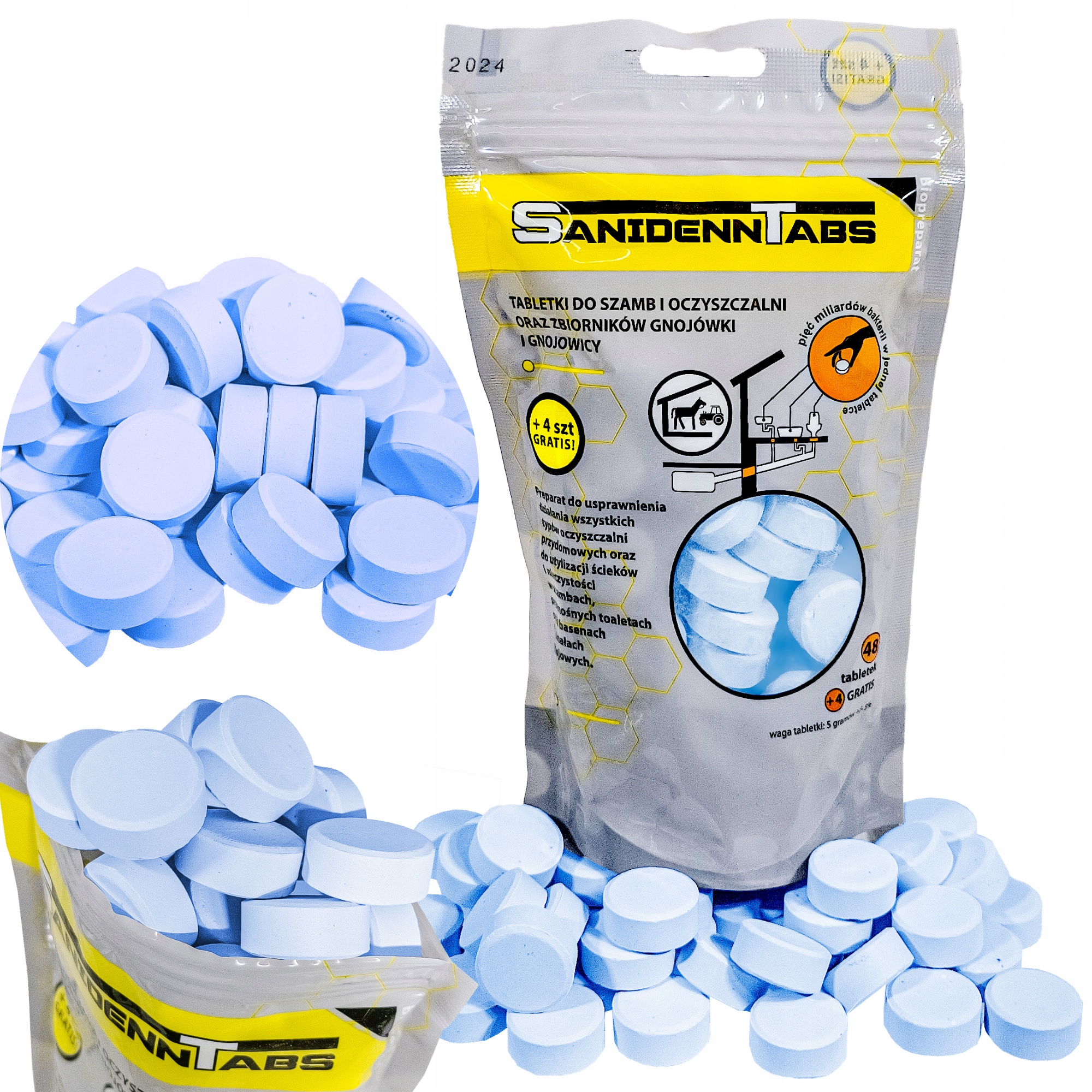 BAKTERIE TABLETKI DO SZAMBA PREPARAT SANIDENN TABS DO SZAMB I OCZYSZCZALNI