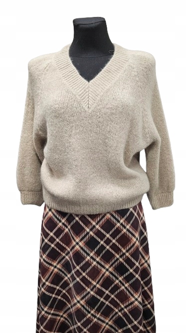 Svetr Milý S Mohérem Lili-one SIZE-dekolt V béžový Premium Italia