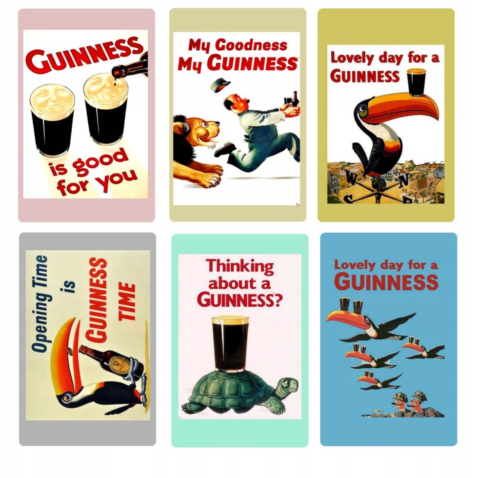 

6 magnesów stara reklama piwa Guinness piwo retro