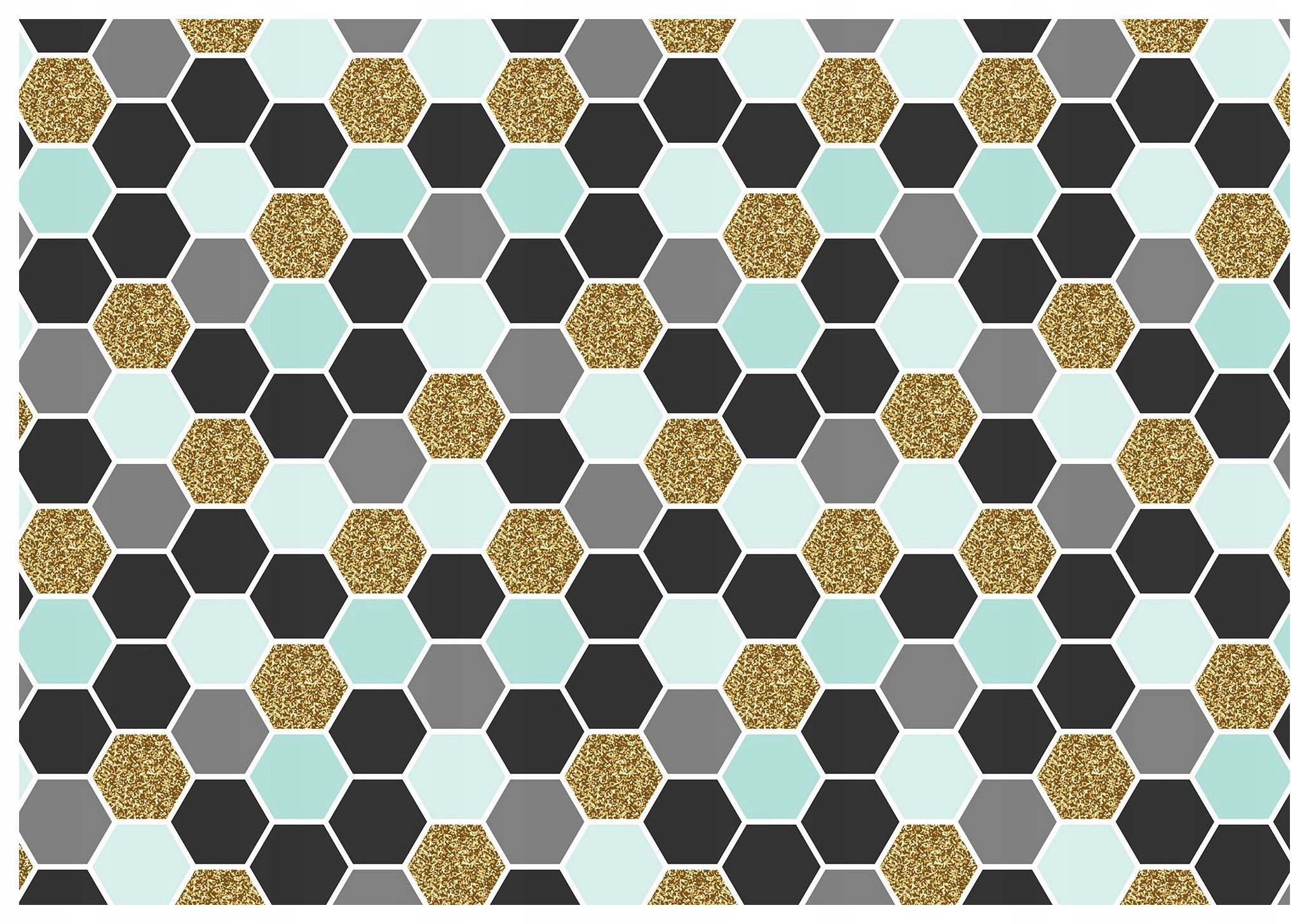 Fototapeta Geometrické zlaté šestiúhelníky se třpytkami 416 x 254 lepidlo