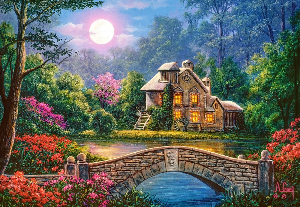 

Puzzle 1000 Cottage in the Moon Garden
