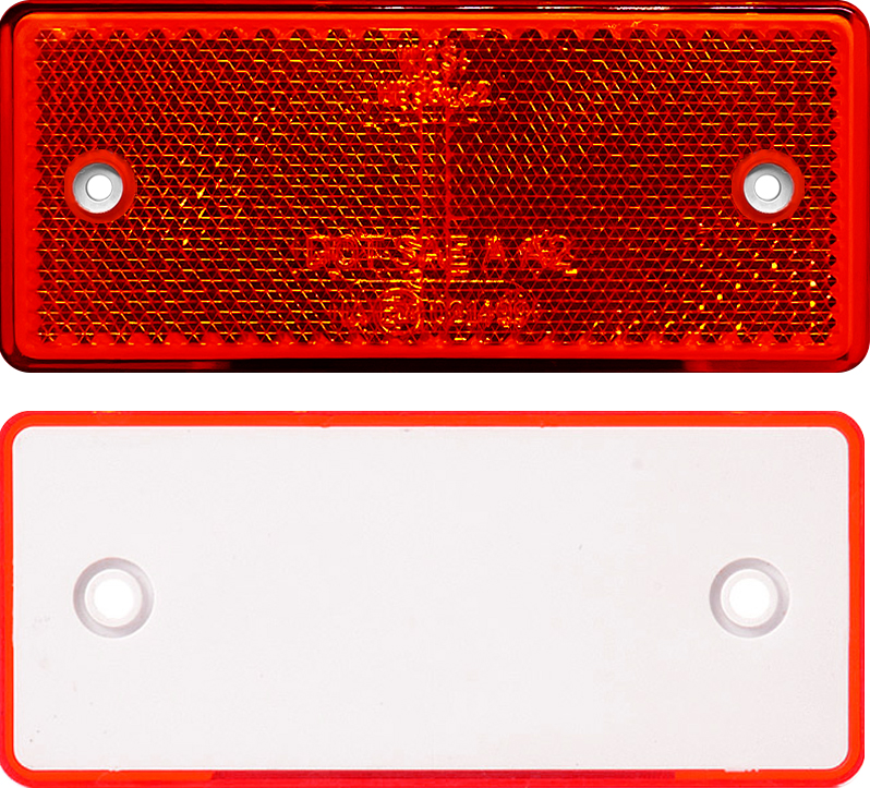 ODBLASK PROSTOKĄTNY Z OTWORAMI NA ŚRUBY CZERWONY TRWAŁY WAŚ