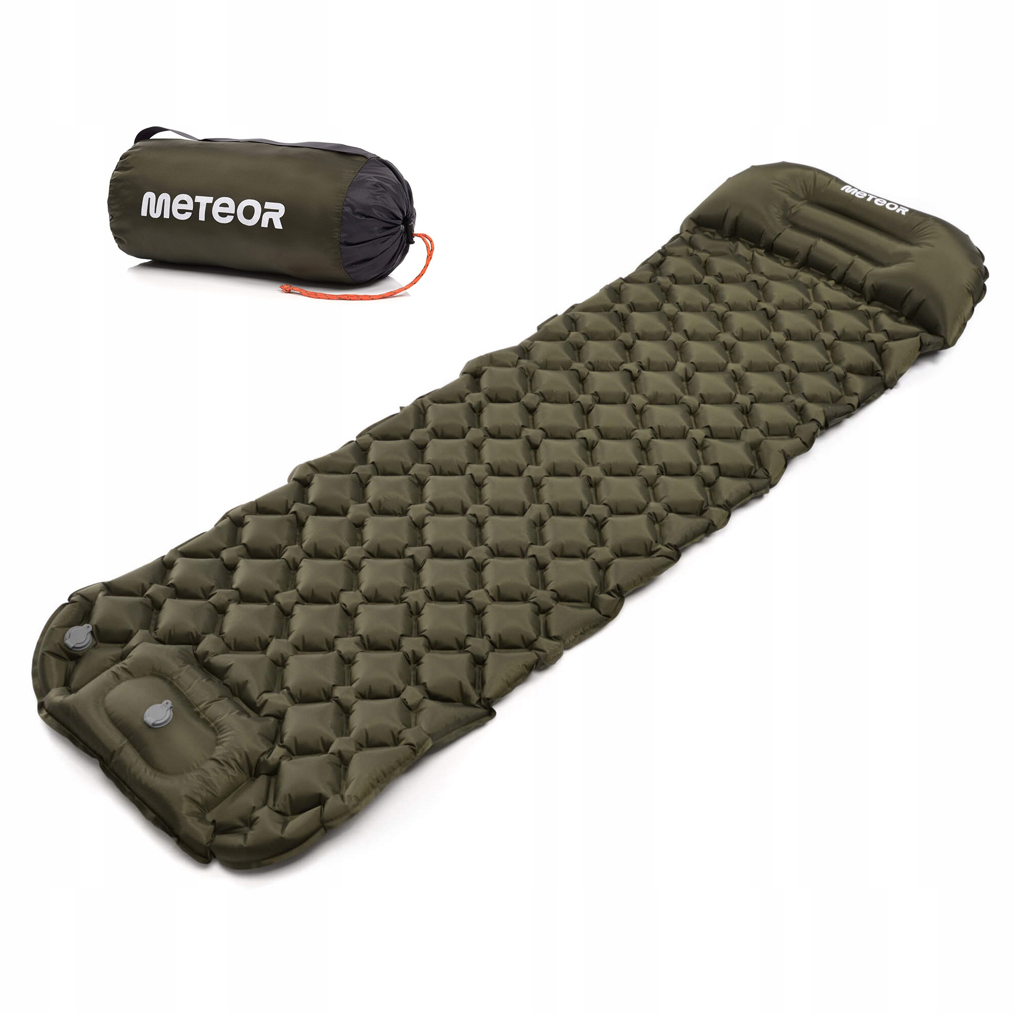 Materac Ultralekki Turystyczny Dmuchany Meteor 190×56×4 1-os z pompką nożną