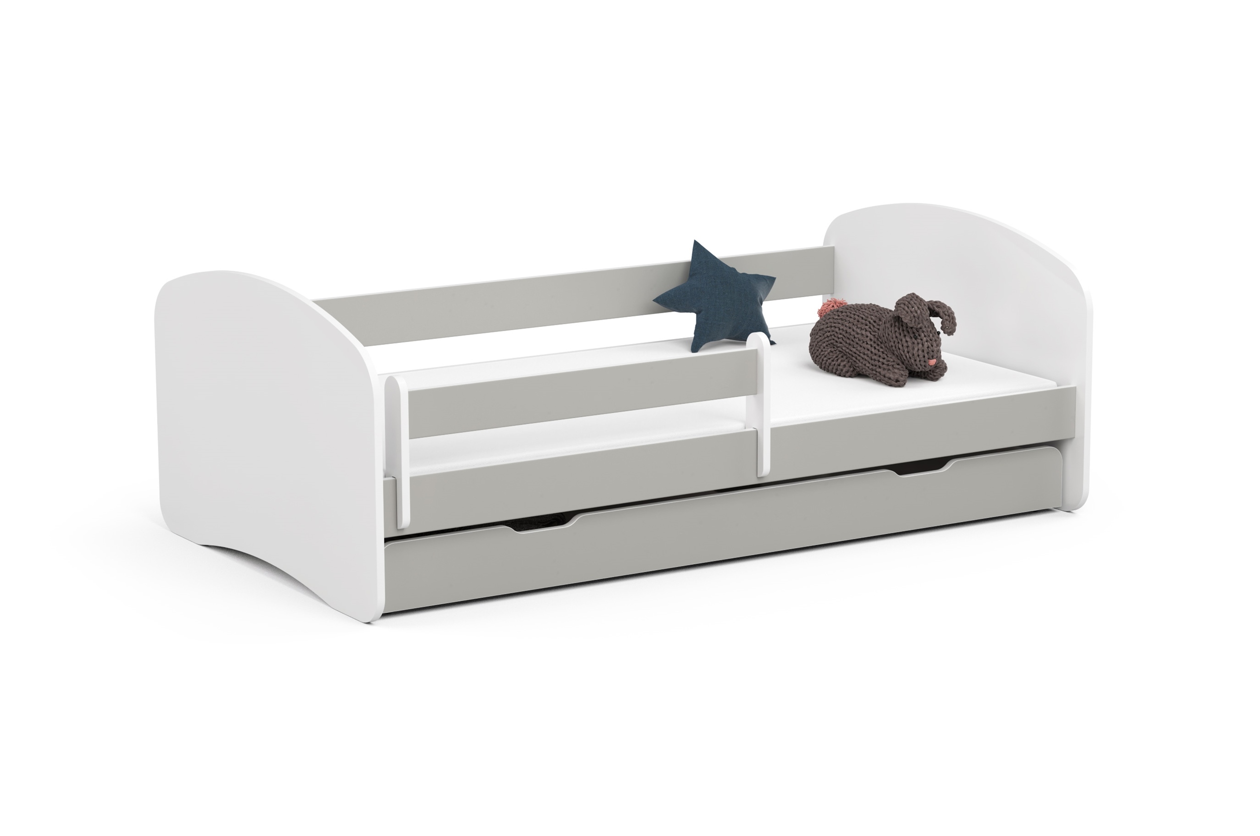 Detská posteľ Smile 180x90 sivá s matracom Akd