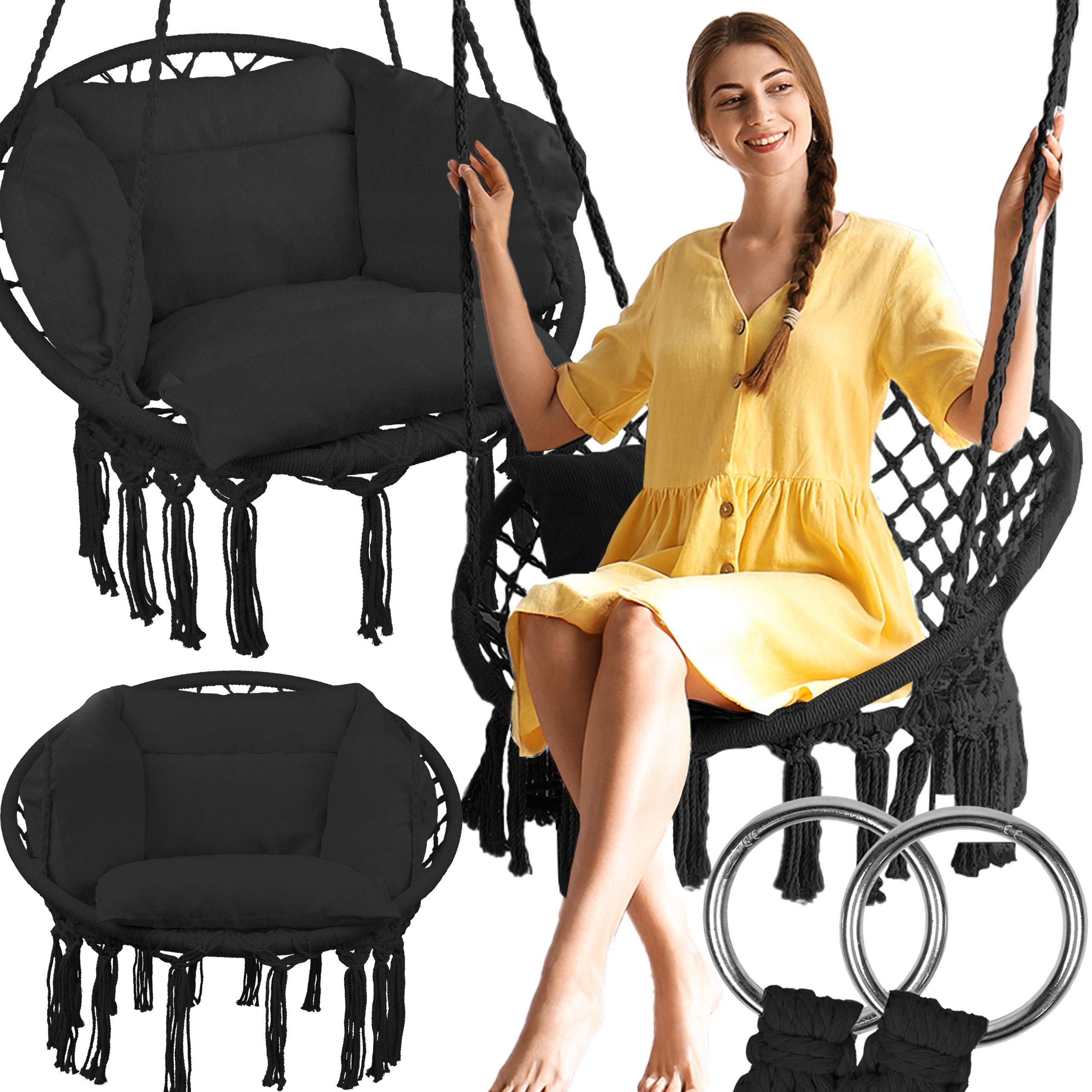 Zahradní Houpačka Závěsné Křeslo Čapí Hnízdo S Polštářem Pro Zahradu Domu