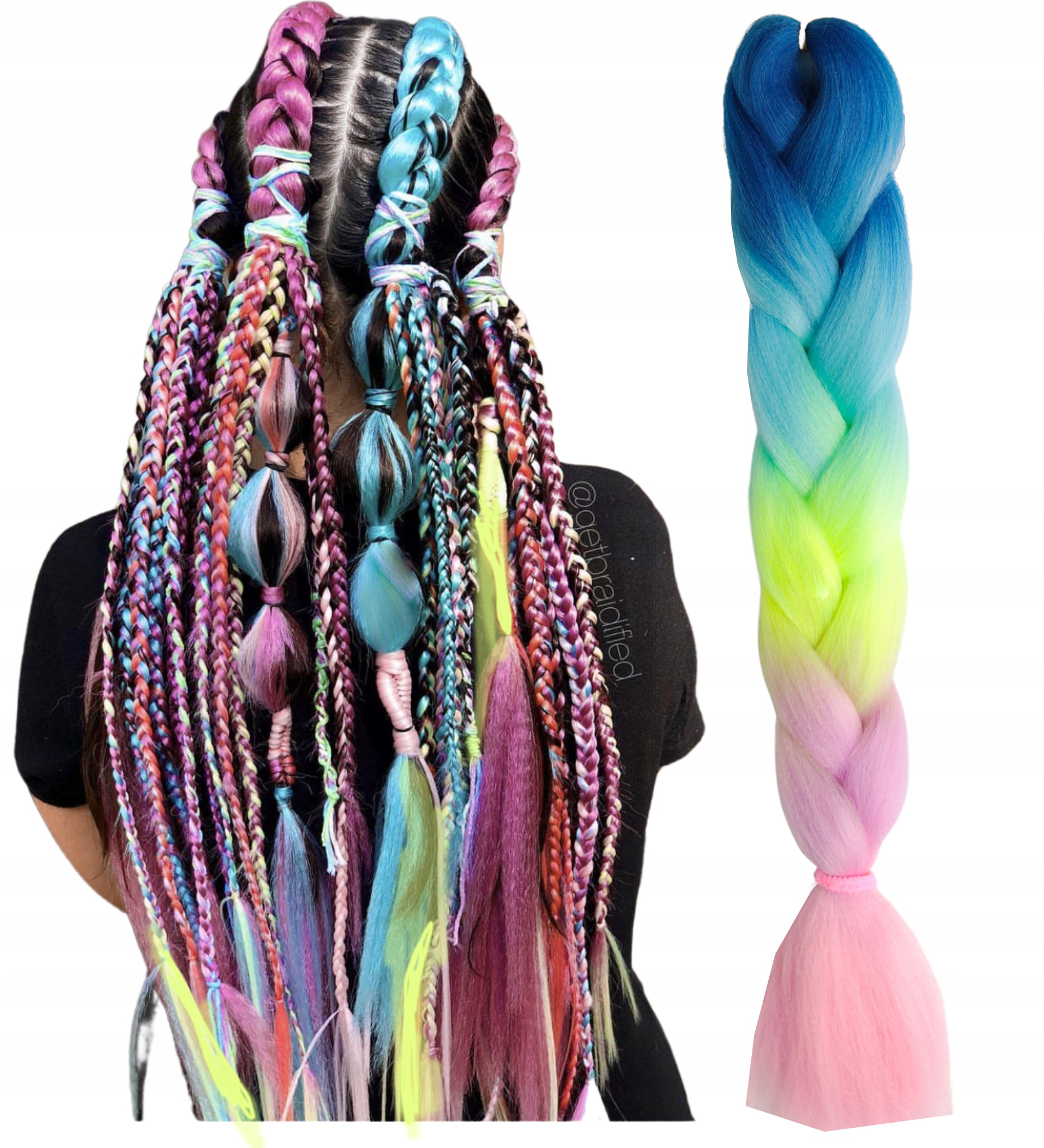 Włosy syntetyczne warkoczyki OMBRE 5 KOLORÓW ACM42