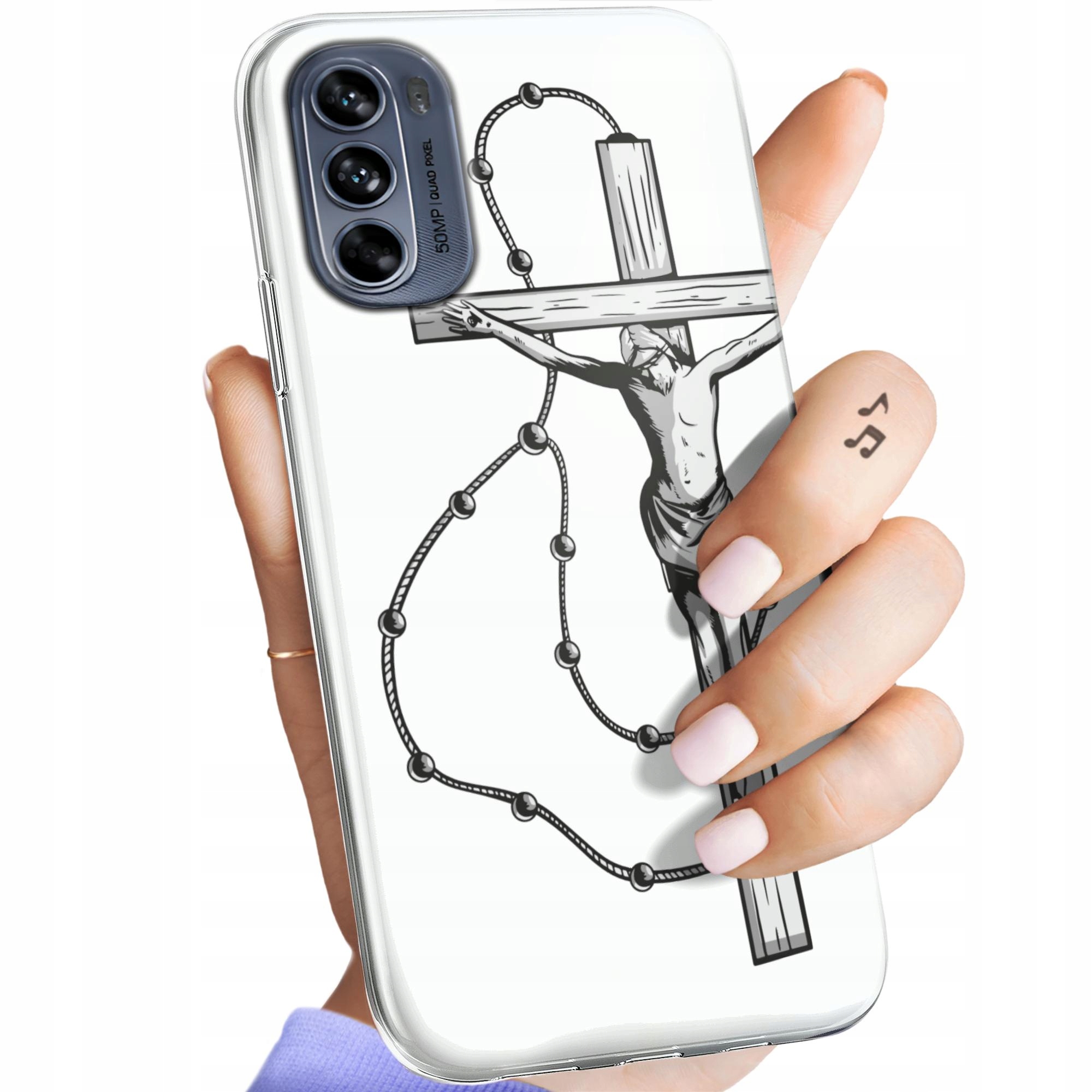 Etui Do Motorola Moto G62 5G Jezus Krzyż Różaniec Bóg Obudowa Case
