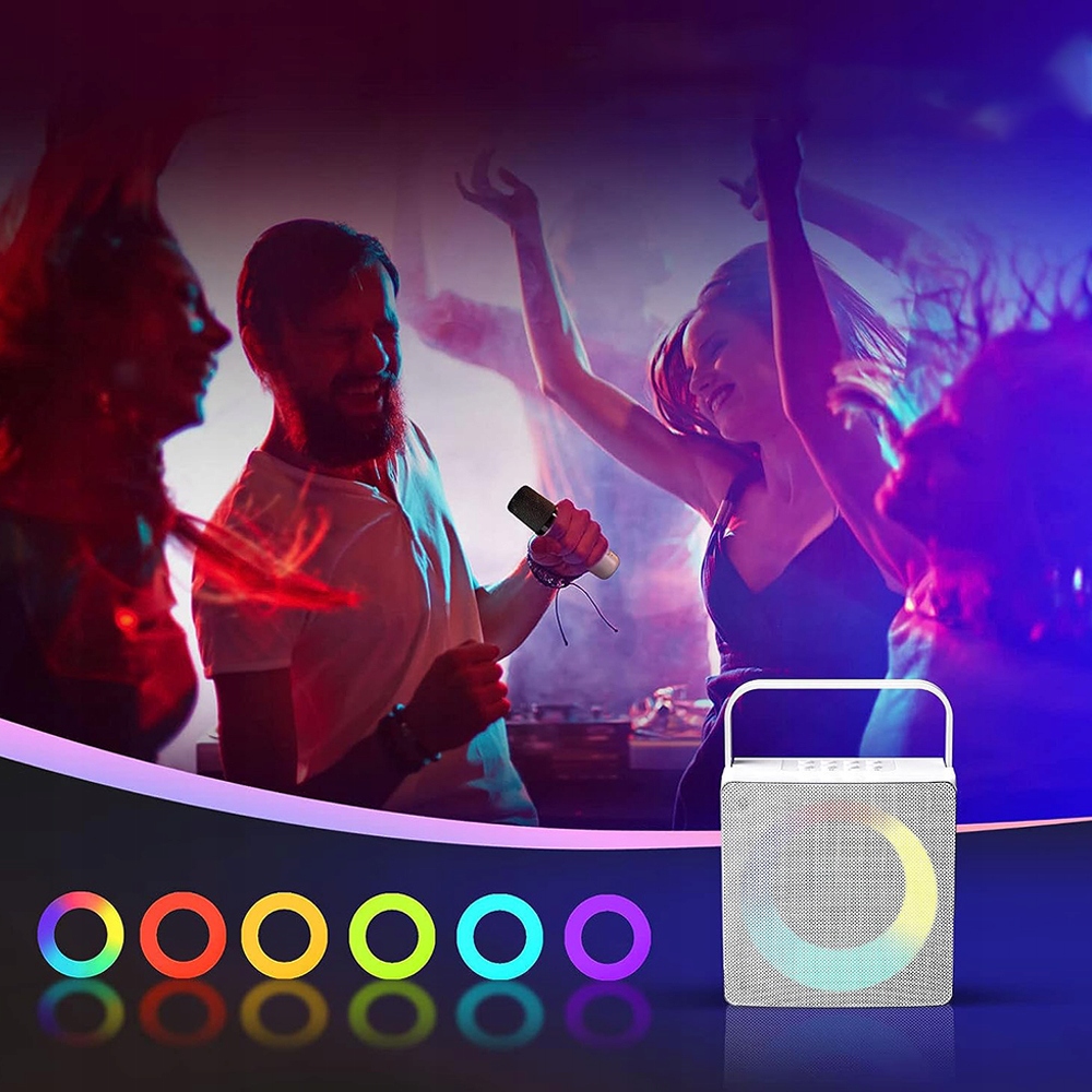 MASZYNA KARAOKE BLUETOOTH 5.0 GŁOŚNIK 2 MIKROFONY BEZPRZEWODOWE LED USB Marka inna