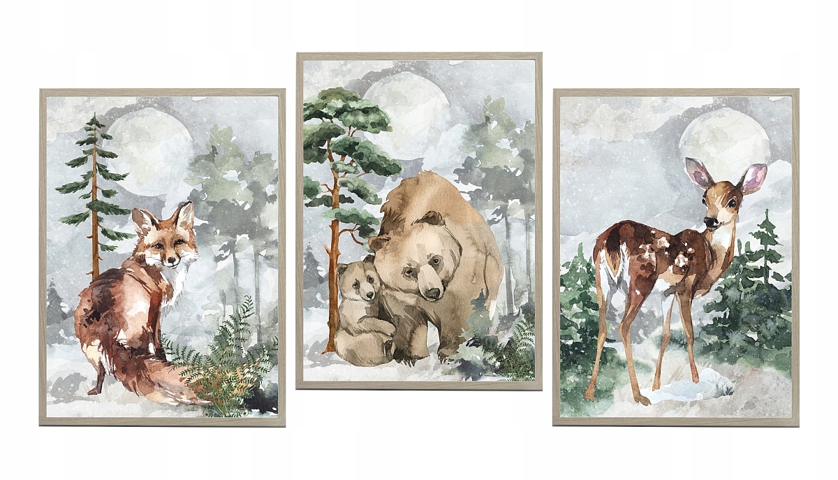 

Zestaw 3 plakaty zwierzęta las forest legend 40x50