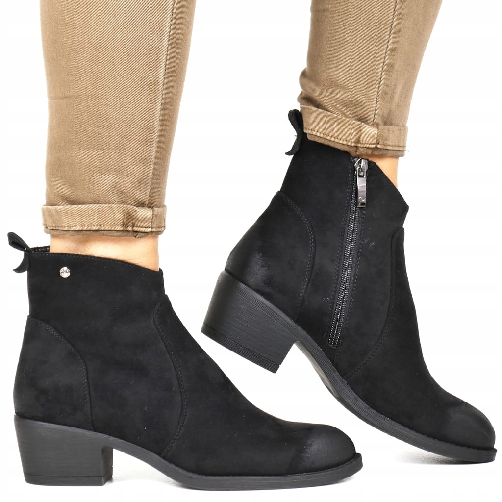 Dámské Kotníkové Boty Kovbojské Boty Potocki Černé Semišové Nízké Pohodlné Pro Každodenní Nošení