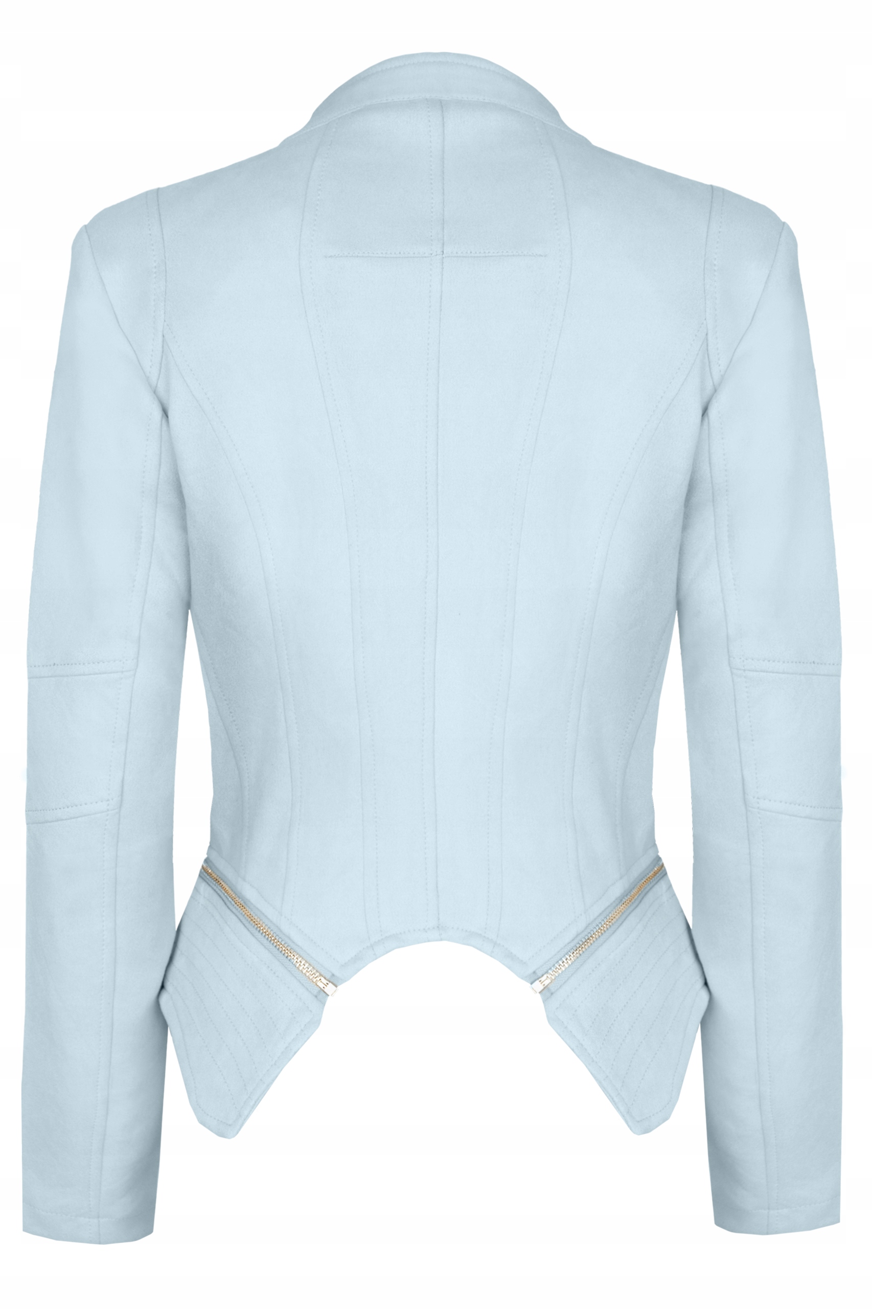 KURTKA DAMSKA SKÓRZANA ZAMSZOWA PRZEJŚCIOWA BŁĘKIT Długość do pasa