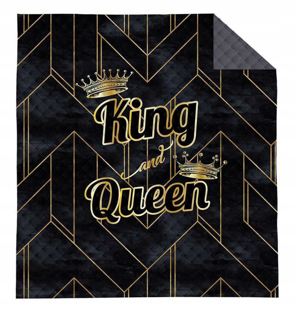 Přehoz 220x240 King&Queen Král královna černá zlatá šedá Bedspread