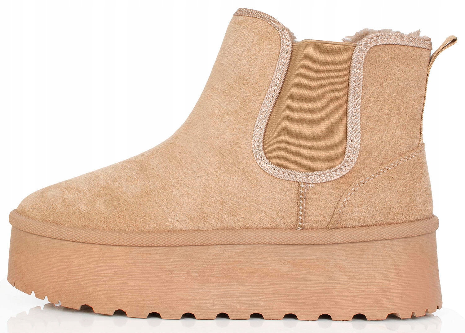 7910 BEŻOWE OCIEPLANE BOTKI NA GRUBEJ PODESZWIE ŚNIEGOWCE NA PLATFORMIE 38 Marka inna