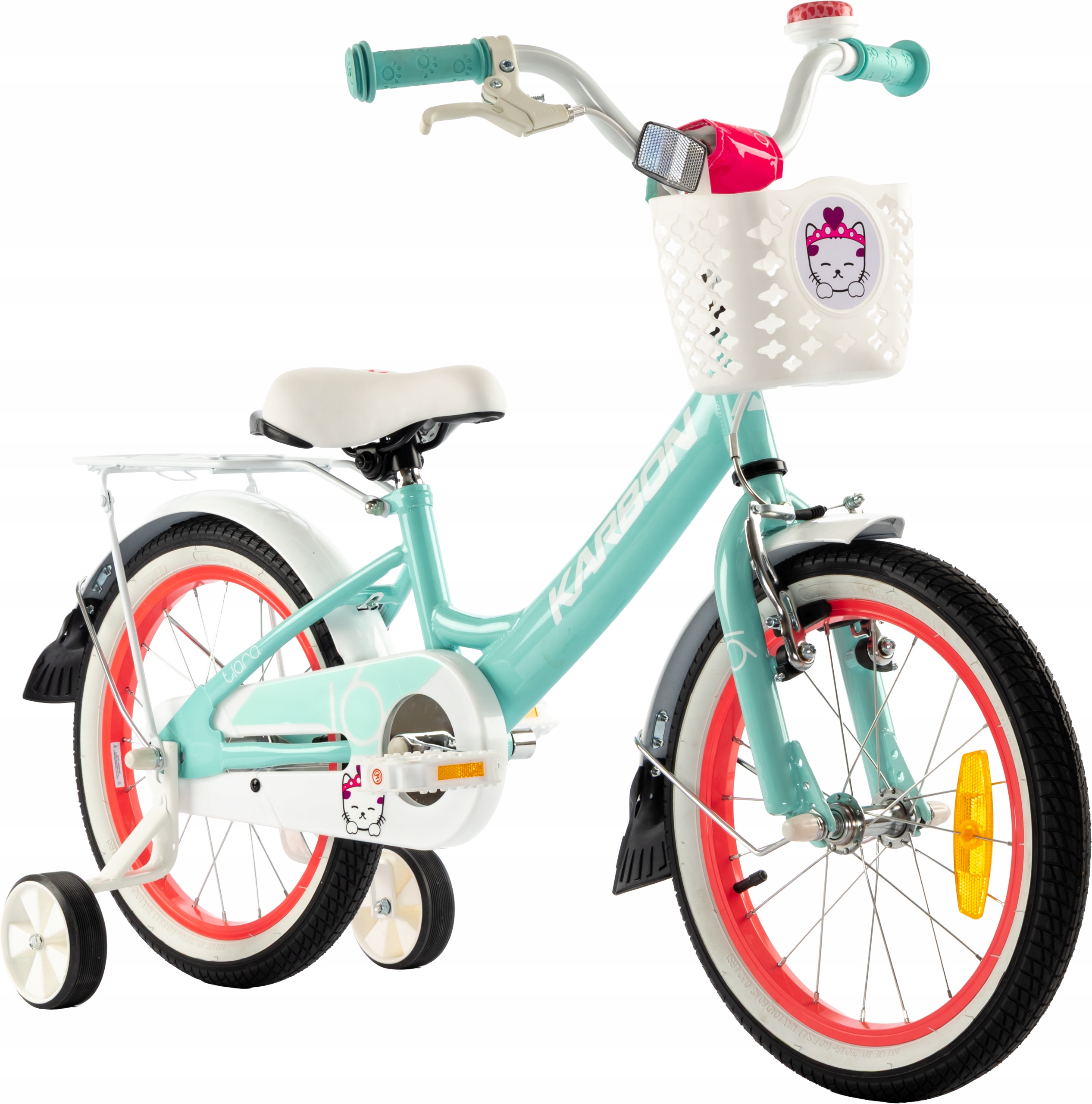 Rower dziecięcy 16 cali Dla Dziewczynki Karbon Tiara Lekki Rowerek Miętowy