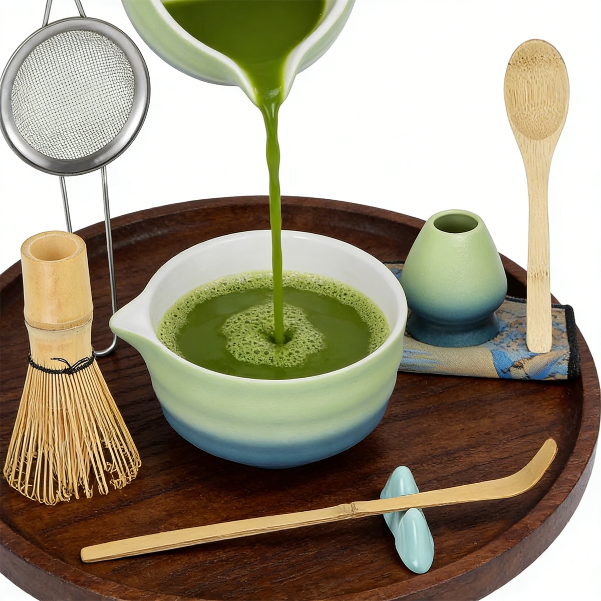 Levně Bambusový Dárková Sada Na Čaj Matchy Chashaku Šlehací Metla Lžíce 8V1