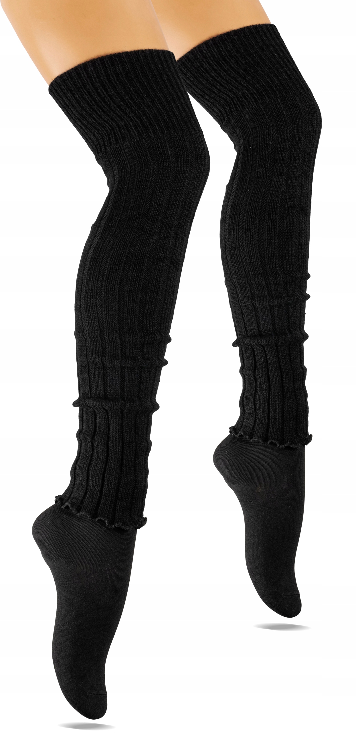 GETRY młodzieżowe z dodatkiem WEŁNY długie ciepłe OCIEPLACZE na nogi czarne Marka CERBER