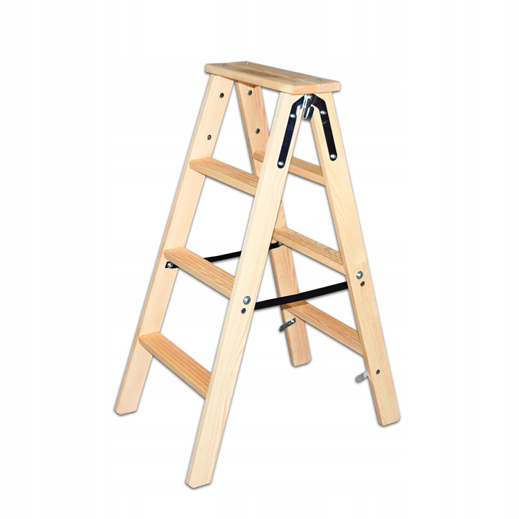 Drabina drewniana Standard płaski stopień 2 x 4 stopnie Maan