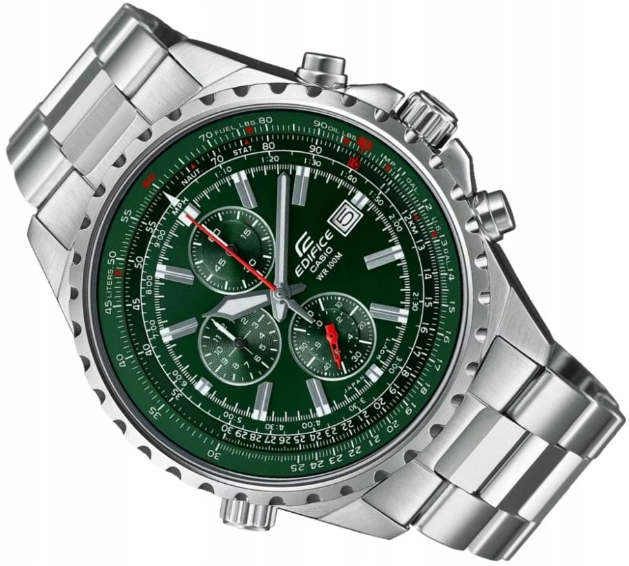 Hodinky Casio Edifice EF-527D-3AVUEF Zelený Chronograf Pilot Box 45 mm