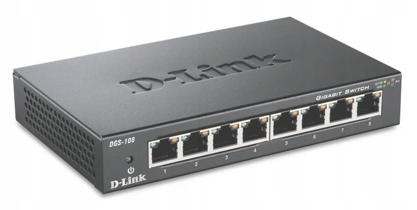 D-Link DGS-108 Switch 8-Port Gigabit Ethernet Černý