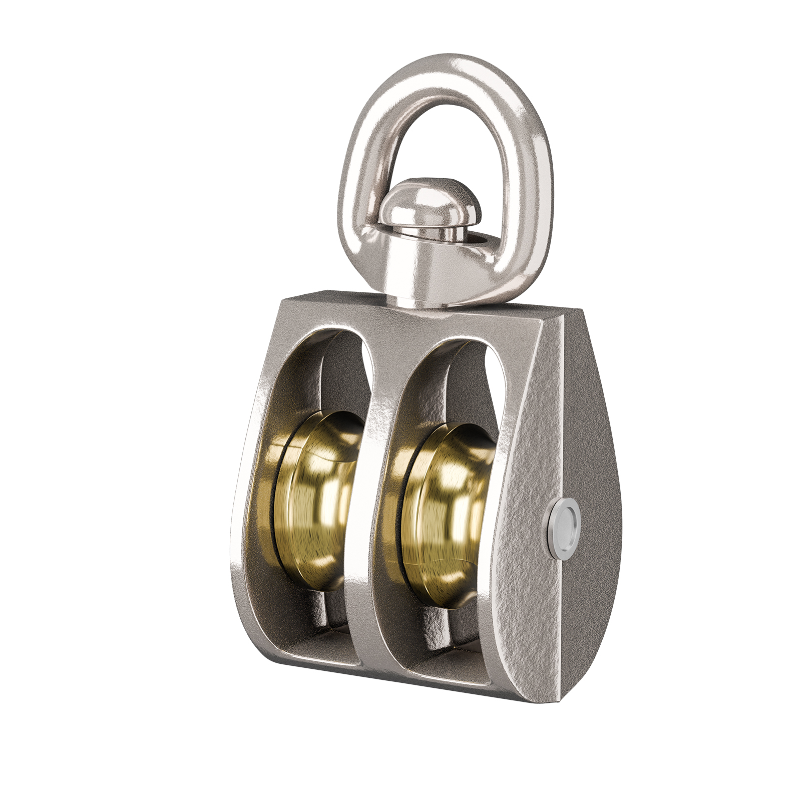 Dvojitý otočný blok 1/2" s obratlíkem, niklovaný, pro lana 30 kg 10 Ks.