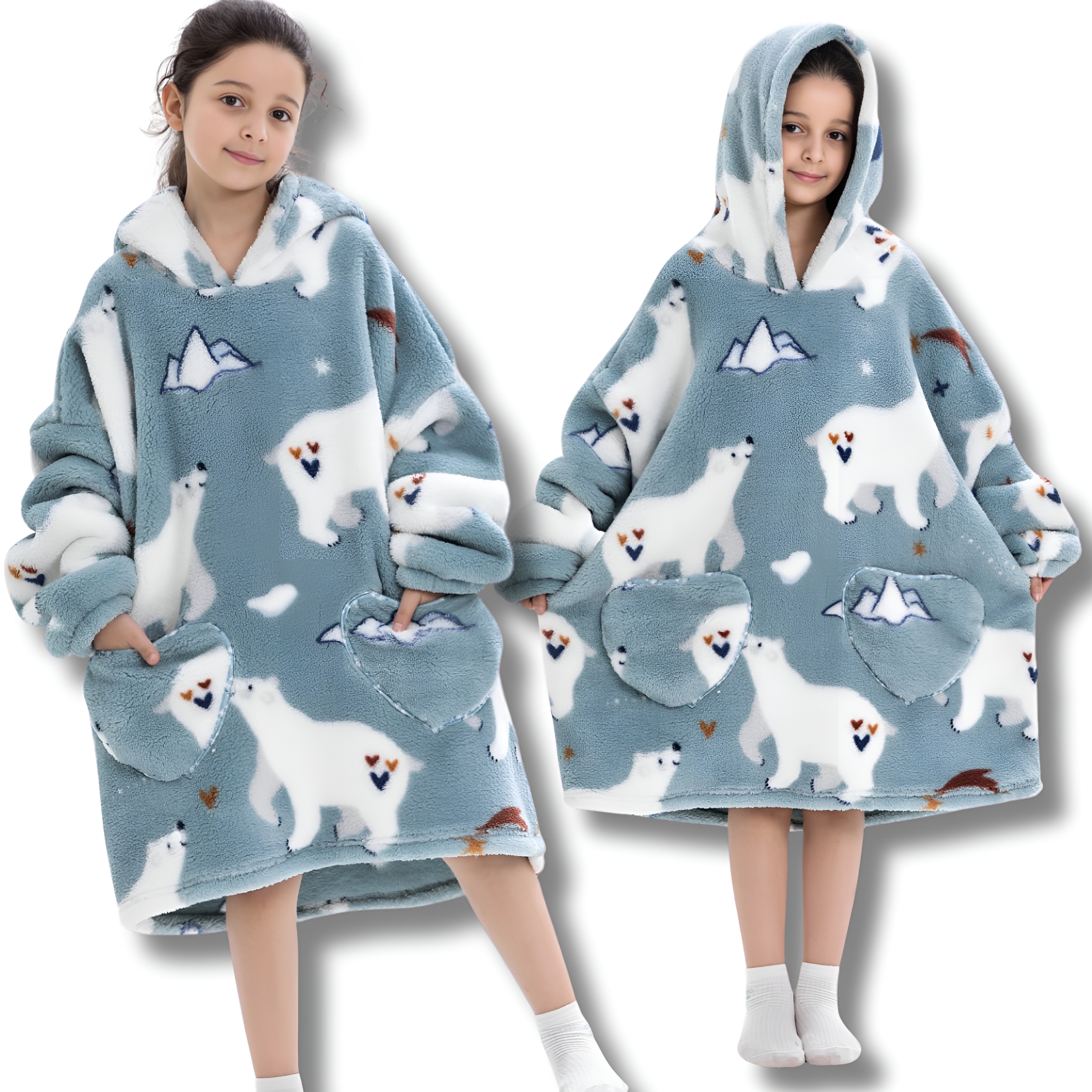 Kocobluza Dla Dzieci Koc Bluza Piżama Polar Z Kapturem Dziecieca Gruba 3w1