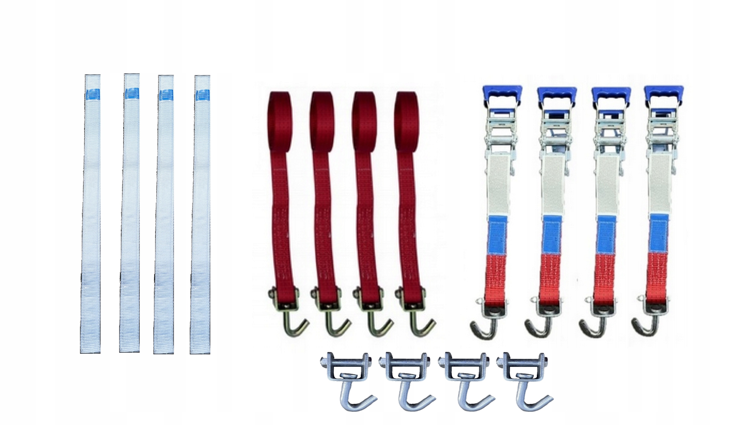 4 přepravní pásy 3 m v souladu s normou VDI 2700 Bi 8.1 až 3,5T, pogumované