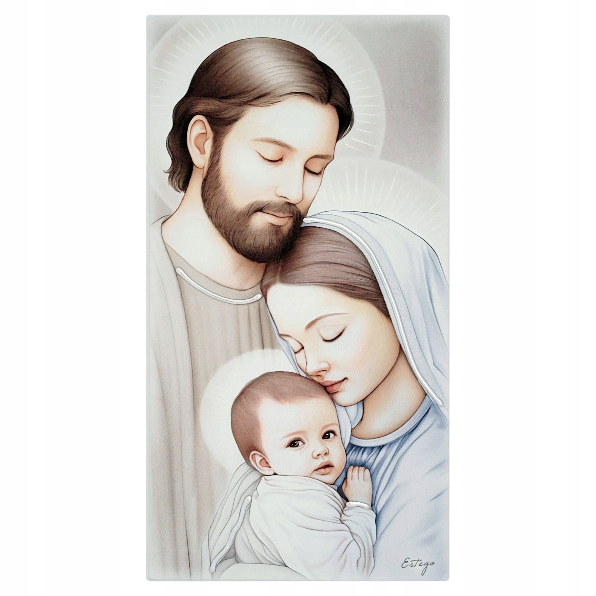 Obraz Świętej Rodziny malowany na drewnie 24.2x47.5 cm Sku: ES05193800