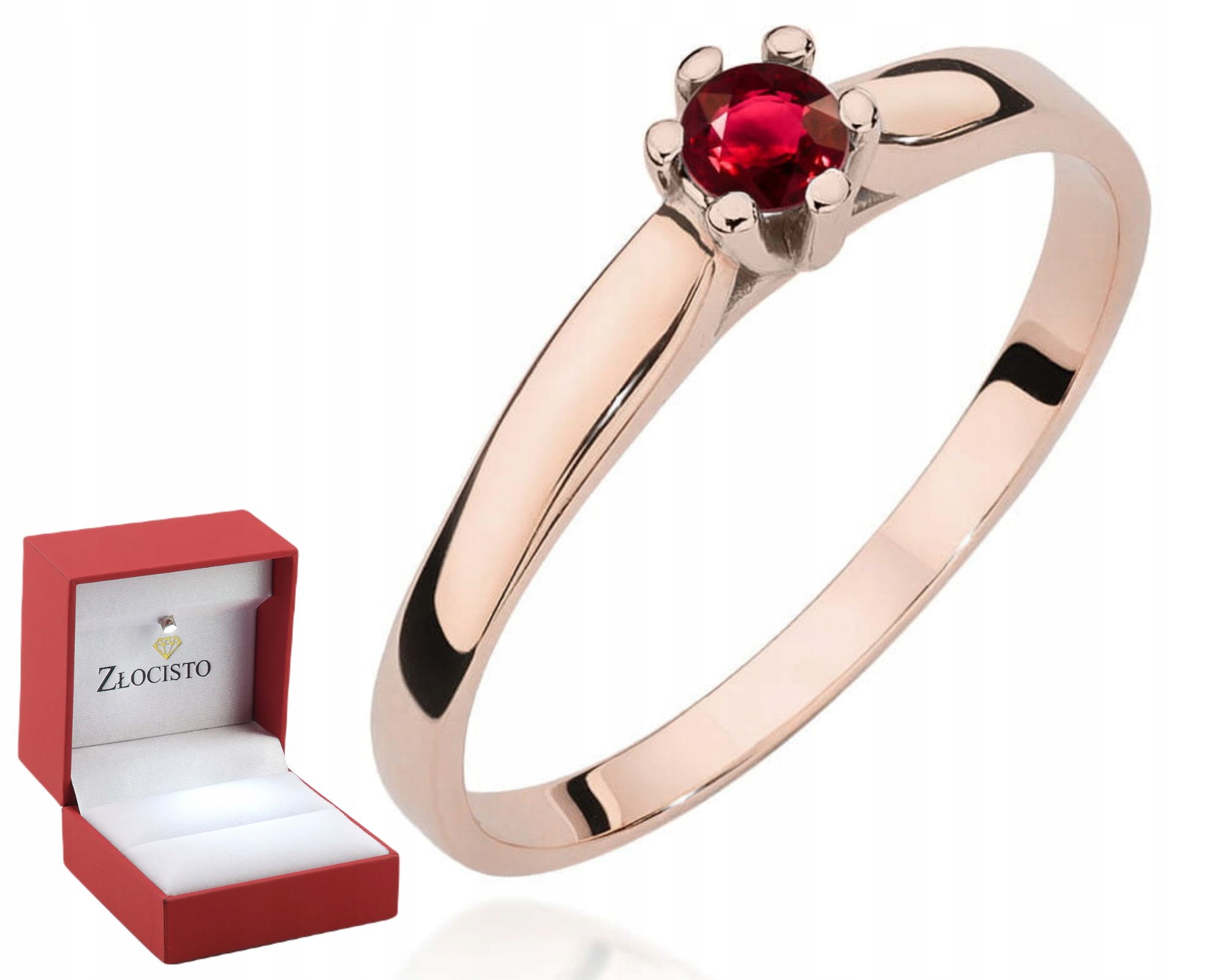 Růžové Zlato Prstýnek Rubín 585 Gravírování Dárek