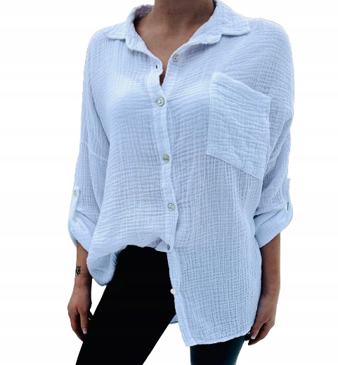 KOSZULA DAMSKA MUŚLINOWA - LUŹNA OVERSIZE Italy Model muślinowy