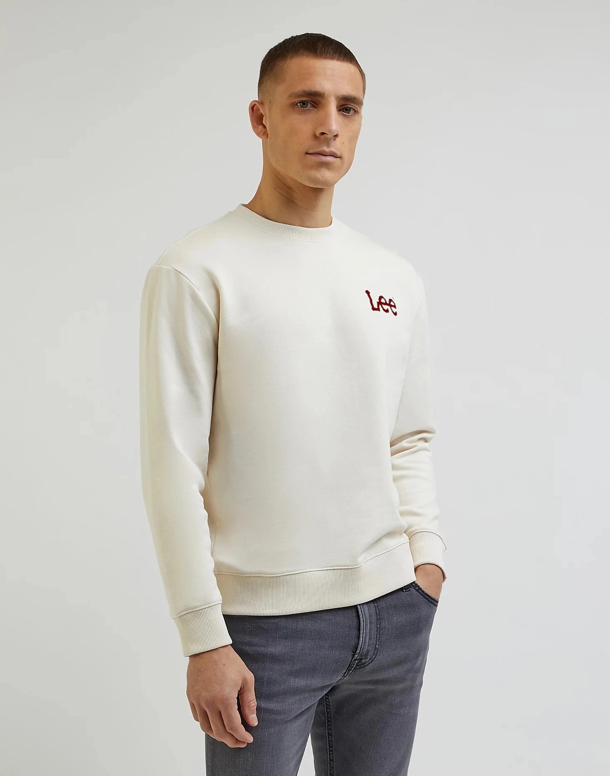 Męska bluza Lee Bold Lee Crew Ecru L80AEJNQ XL