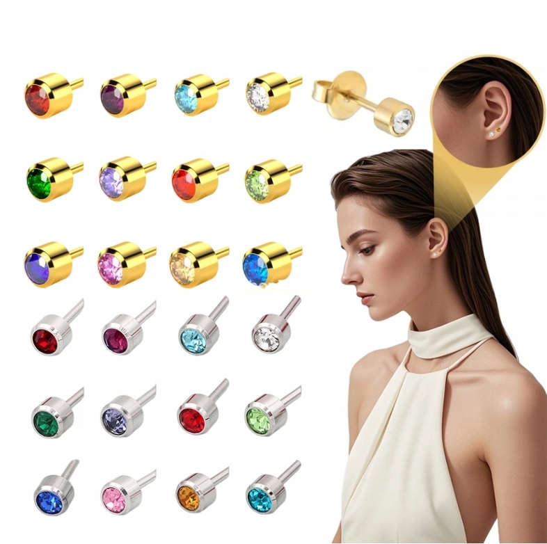 24 Párů Mini Sterilních Náušnic Z Lékařské Oceli, MIX Barev