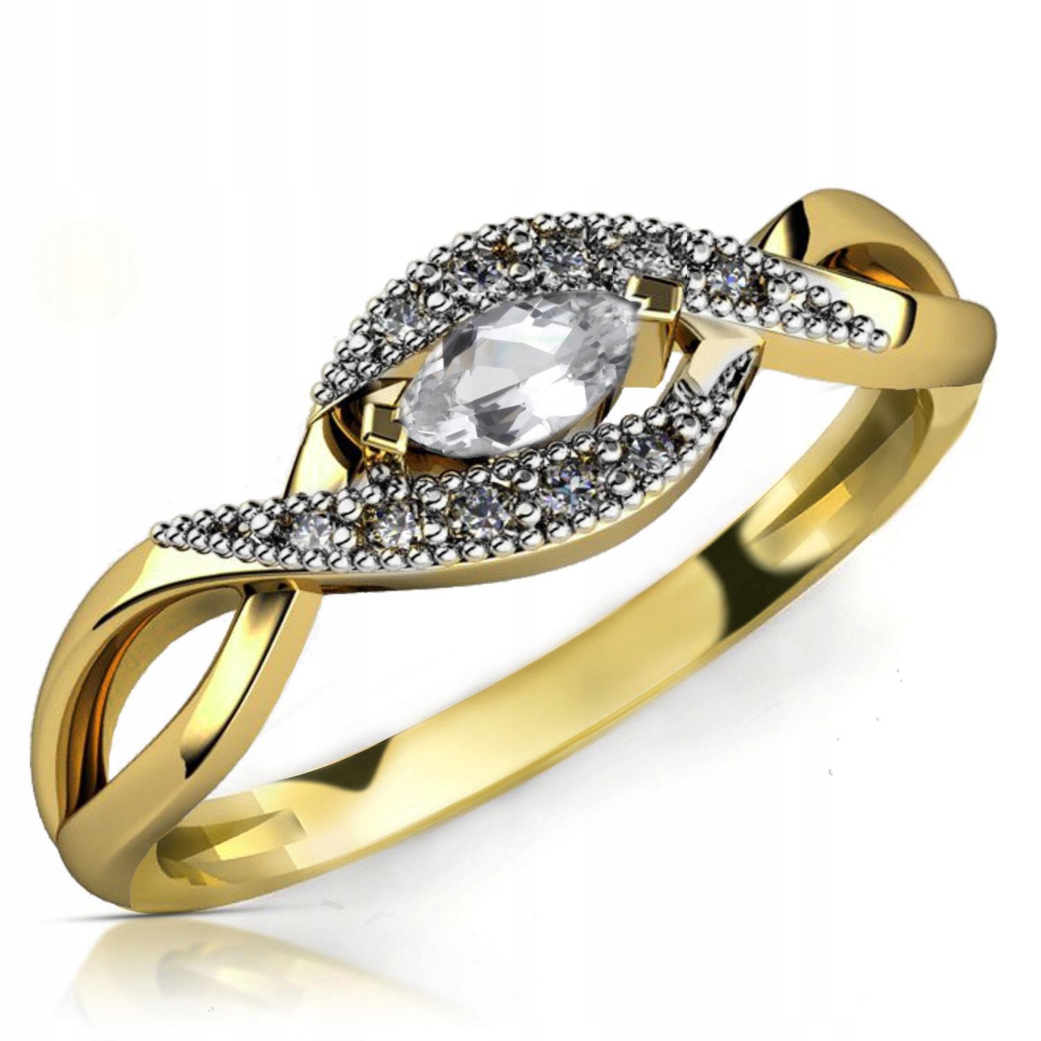 

Złoty Pierścionek Zaręczynowy 333 8K Cyrkonia r11