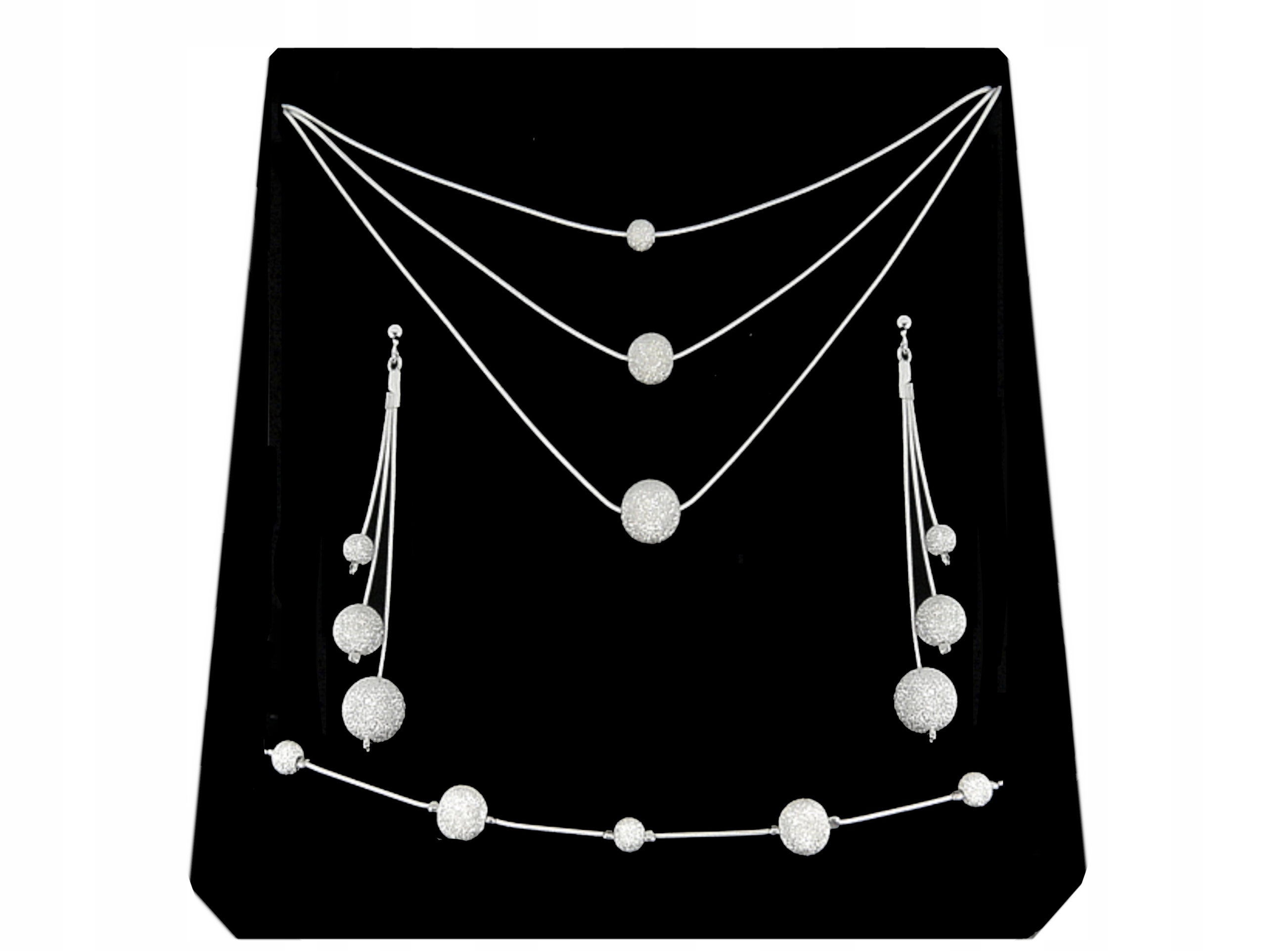 

Srebrny Komplet Kulki Diamentowane srebro 925